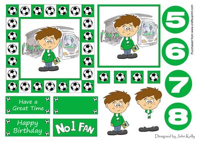Little Football Fan (green & White) - 5in x 5in