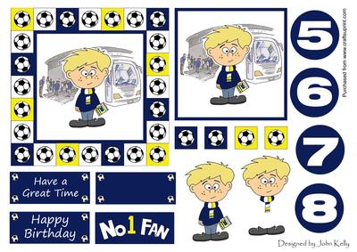 Little Football Fan (navy & White) - 5in x 5in