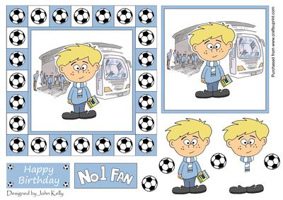 Little Football Fan (sky Blue & White) - 6in x 6in