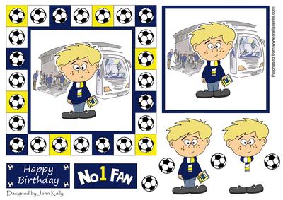 Little Football Fan (navy & White) - 6in x 6in
