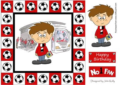 Little Football Fan (red, White & Black) - 8in x 8in