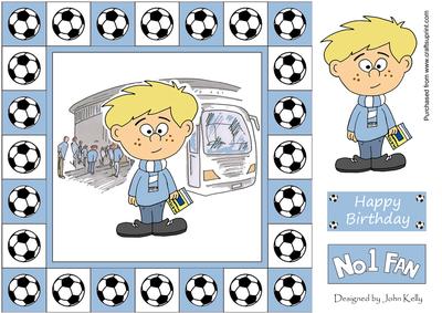 Little Football Fan (sky Blue & White) - 8in x 8in
