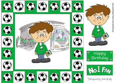Little Football Fan (green & White) - 8in x 8in