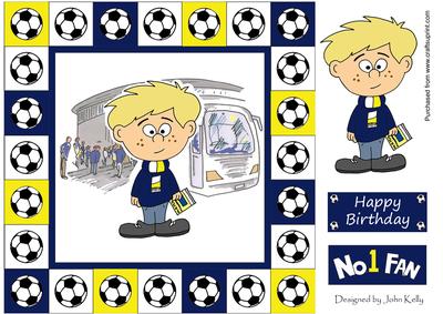 Little Football Fan (navy & White) - 8in x 8in