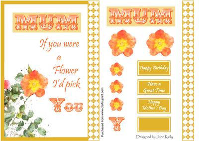 Mum, If You Were a Flower I'd Pick You (gold) - A5