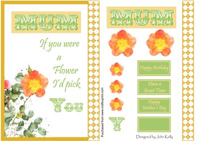 Mum, If You Were a Flower I'd Pick You (gold & Green) - A5