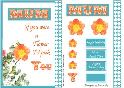 Mum, If You Were a Flower I'd Pick You (blue) - A5