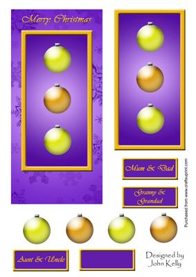 Merry Christmas Decorations (purple & Gold) - Dl