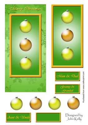 Merry Christmas Decorations (green & Gold) - Dl