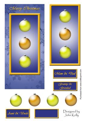 Merry Christmas Decorations (navy & Gold) - Dl