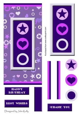 Hearts and Stars (purple) - Dl