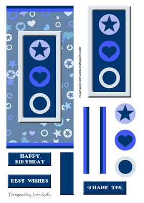 Hearts and Stars (blue) - Dl