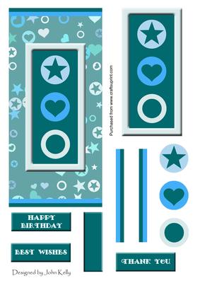 Hearts and Stars (turquoise) - Dl