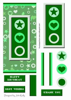 Hearts and Stars (green) - Dl