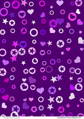 Hearts & Stars Plain (purple)