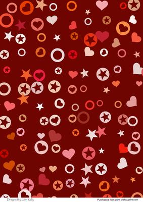 Hearts & Stars Plain (red & Peach)