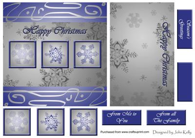Snowflakes (blue & Silver) - 6in x 6in