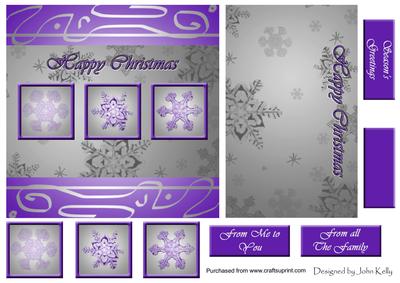 Snowflakes (purple & Silver) - 6in x 6in