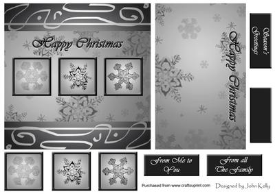 Snowflakes (black & Silver) - 6in x 6in