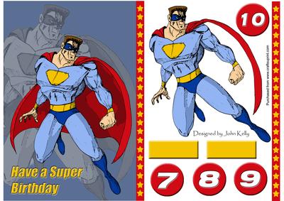 Superhero Birthday (blue) - A5