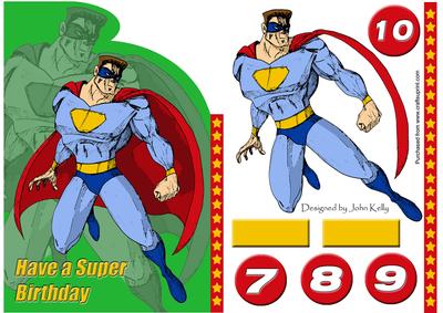 Superhero Shaped Birthday Card (green) - A5
