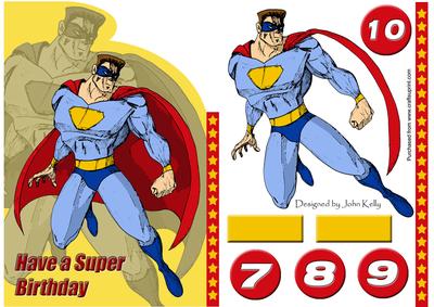 Superhero Shaped Birthday Card (yellow) - A5