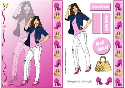 Cool Girl 2 (pink Silhouette) - A5