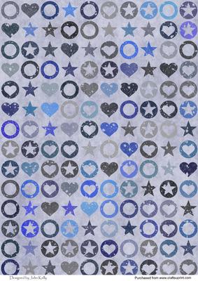 Vintage Hearts & Stars (blue)