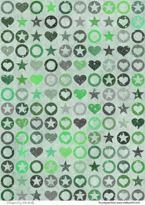 Vintage Hearts & Stars (green)