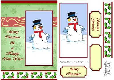 Merry Christmas Snowman (green) - A5