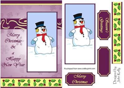 Merry Christmas Snowman (purple) - A5