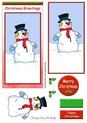 Christmas Snowman (red) - Dl