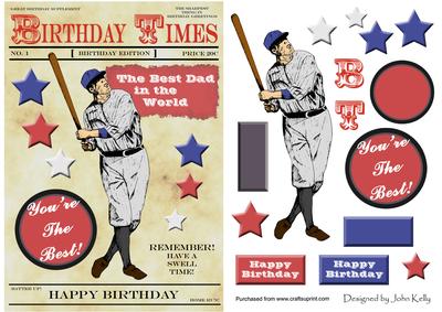 Retro Baseball Player (dad's Birthday) - A5