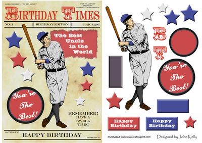 Retro Baseball Player (uncle's Birthday) - A5