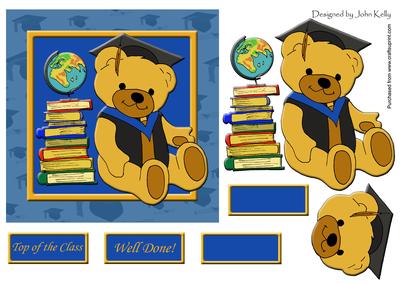 Graduation Teddy (blue) 6in x 6in