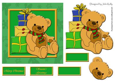 Christmas Teddy (green) - 6in x 6in