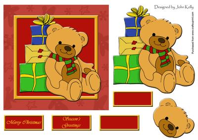 Christmas Teddy (red) - 6in x 6in