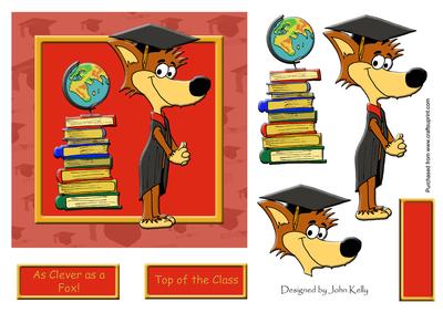 Graduation Clever Fox! (red) 6in x 6in