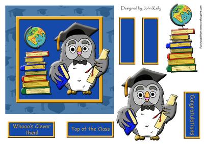 Graduation Owl (blue) 6in x 6in