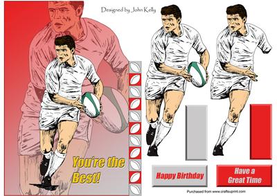 White Rugby Player (shaped Card) - A5