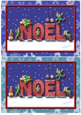 Christmas Elves (blue) - 2 A5 Card Fronts