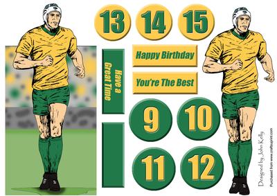 Rugby Player (gold & Green) - Dl Cut Out
