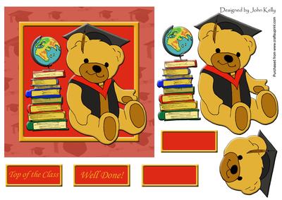 Graduation Teddy (red) 6in x 6in