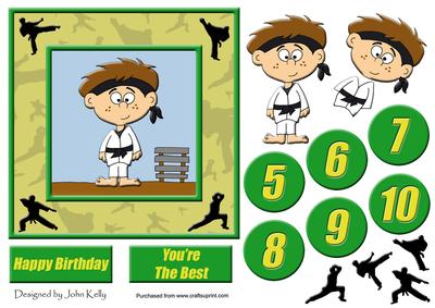Karate Kid! (green) - 6in x 6in