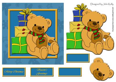 Christmas Teddy (blue) - 6in x 6in