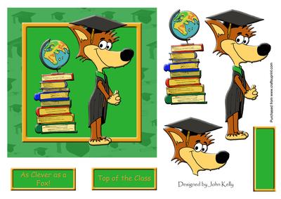 Graduation Clever Fox! (gree) 6in x 6in