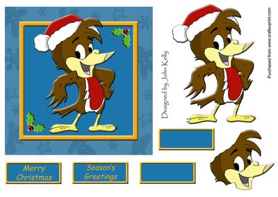 Christmas Robin (blue) 6in x 6in
