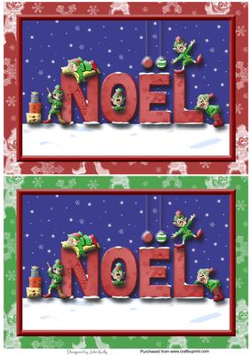 Christmas Elves (green & Red) 2 x A5
