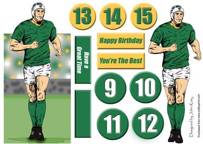 Rugby Player (green & Gold) - Dl Cut Out