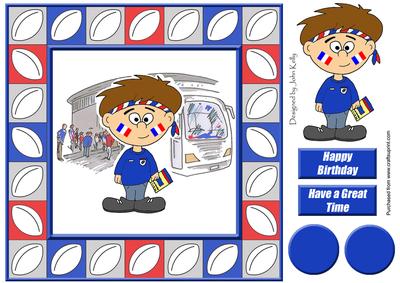Little Rugby Fan (france) - 8in x 8in